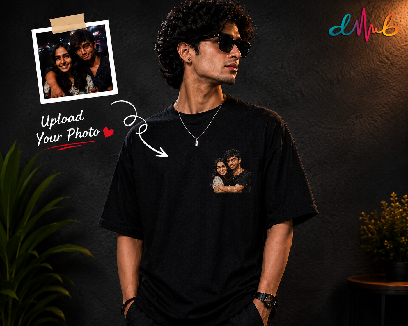 Custom Portrait Embroidery Oversized T-Shirt – Personalised Photo Embroidered Tee | Dhaaga Beats