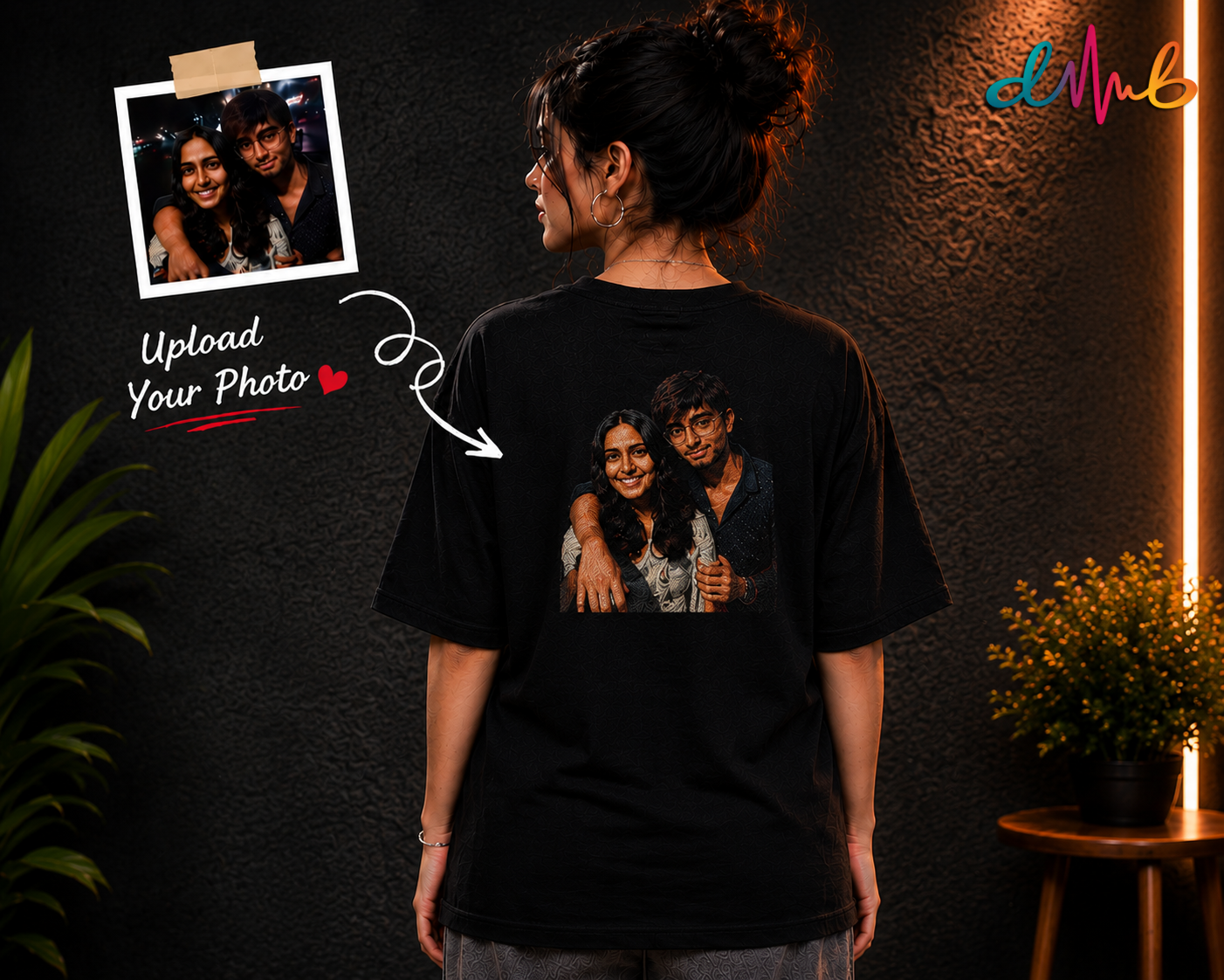 Custom Portrait Embroidery Oversized T-Shirt – Personalised Photo Embroidered Tee | Dhaaga Beats