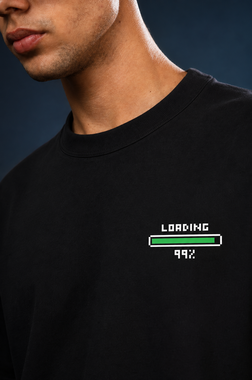 Loading 99% – Oversized Black T-Shirt