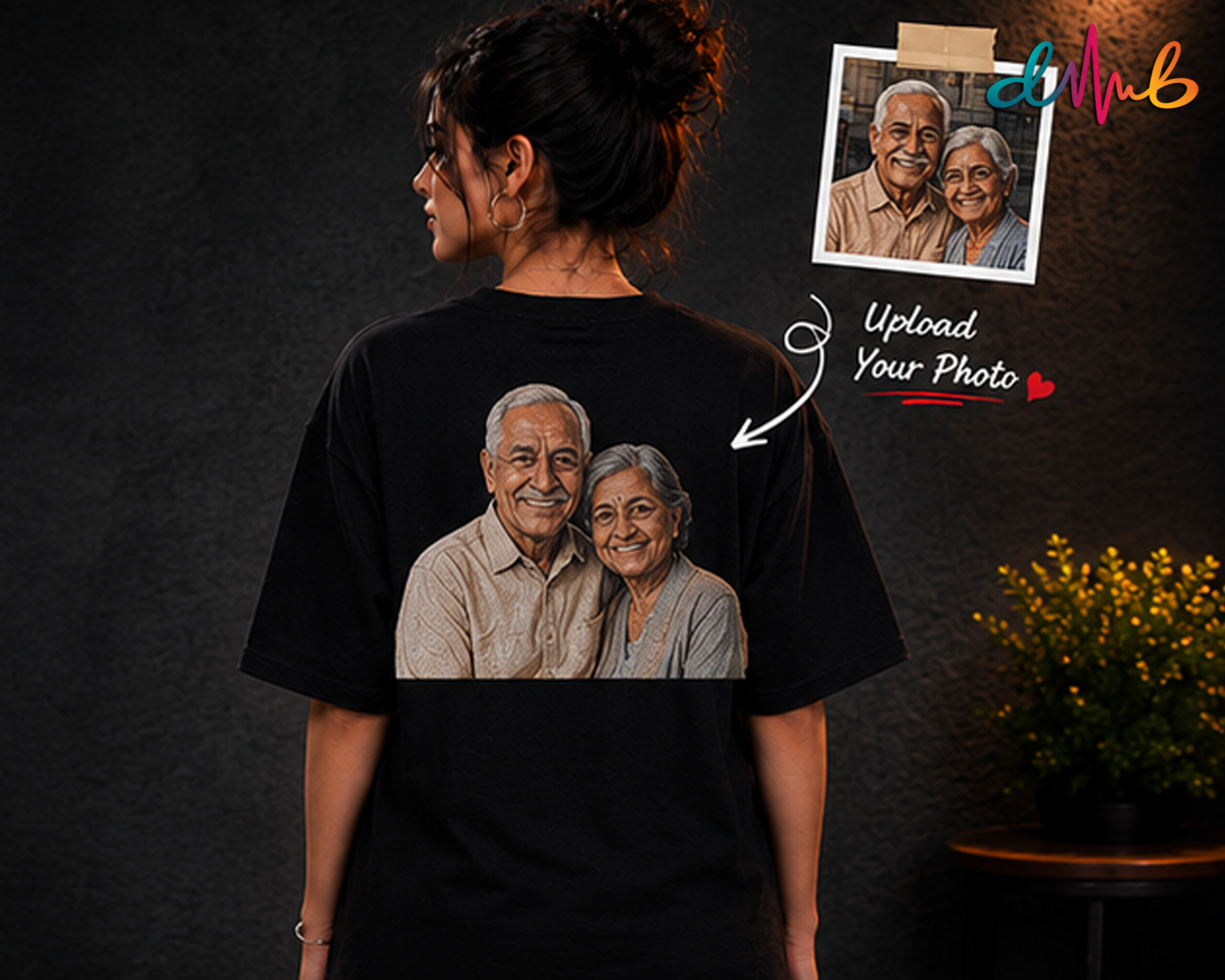 Custom Portrait Embroidery Oversized T-Shirt – Personalised Photo Embroidered Tee | Dhaaga Beats