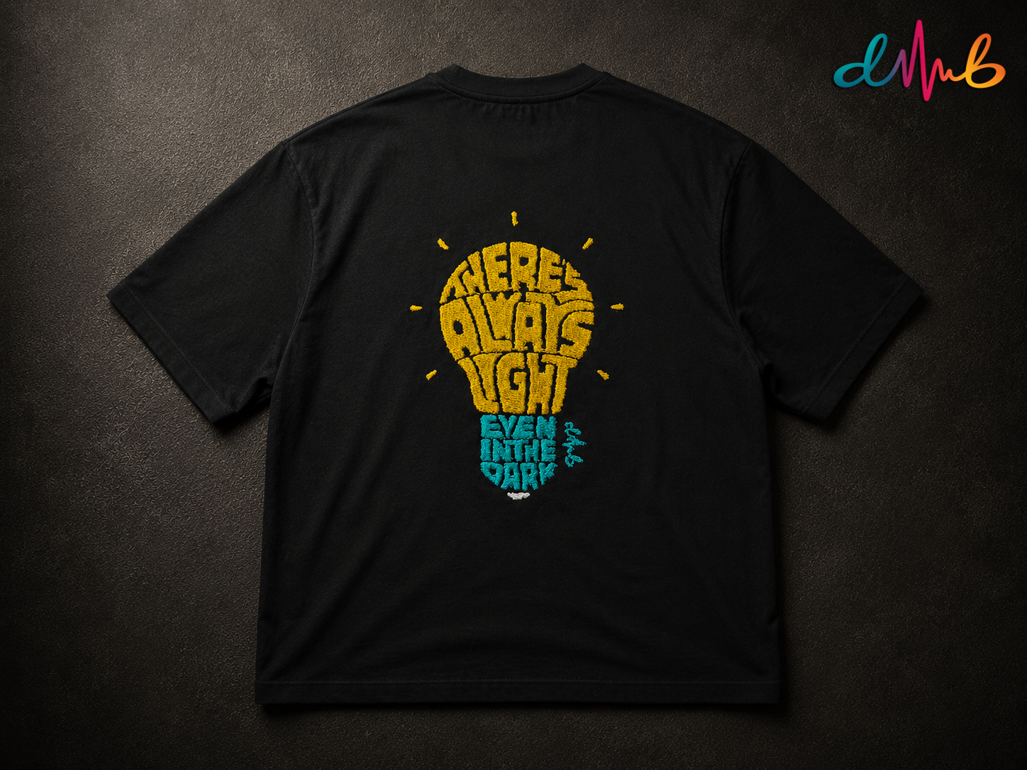 Glow On Oversized Premium Embroidered T-Shirt – Black