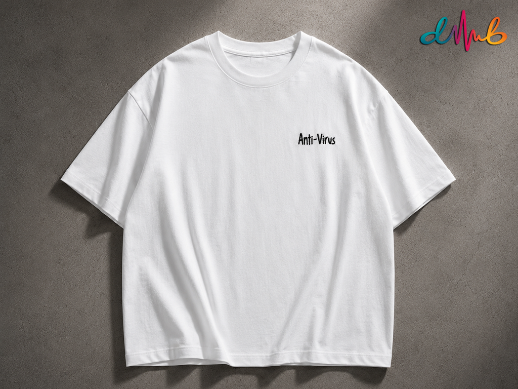 Anti-Virus Made In India Oversized Embroidered T-Shirt | Premium Double-Stitched Streetwear Tee