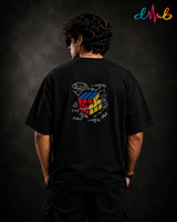 Calculated Moves Oversized Black Embroidered T-Shirt