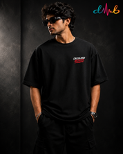 Calculated Moves Oversized Black Embroidered T-Shirt