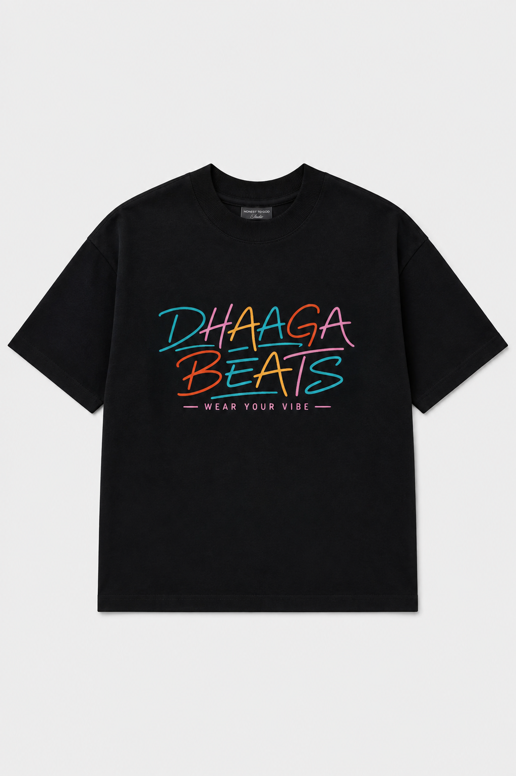 Neon Dual Faces Abstract Oversized Printed T-Shirt – 240 GSM Premium Streetwear by Dhaaga Beats