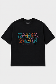 Neon Dual Faces Abstract Oversized Printed T-Shirt – 240 GSM Premium Streetwear by Dhaaga Beats