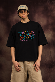 Neon Dual Faces Abstract Oversized Printed T-Shirt – 240 GSM Premium Streetwear by Dhaaga Beats