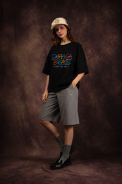 Neon Dual Faces Abstract Oversized Printed T-Shirt – 240 GSM Premium Streetwear by Dhaaga Beats