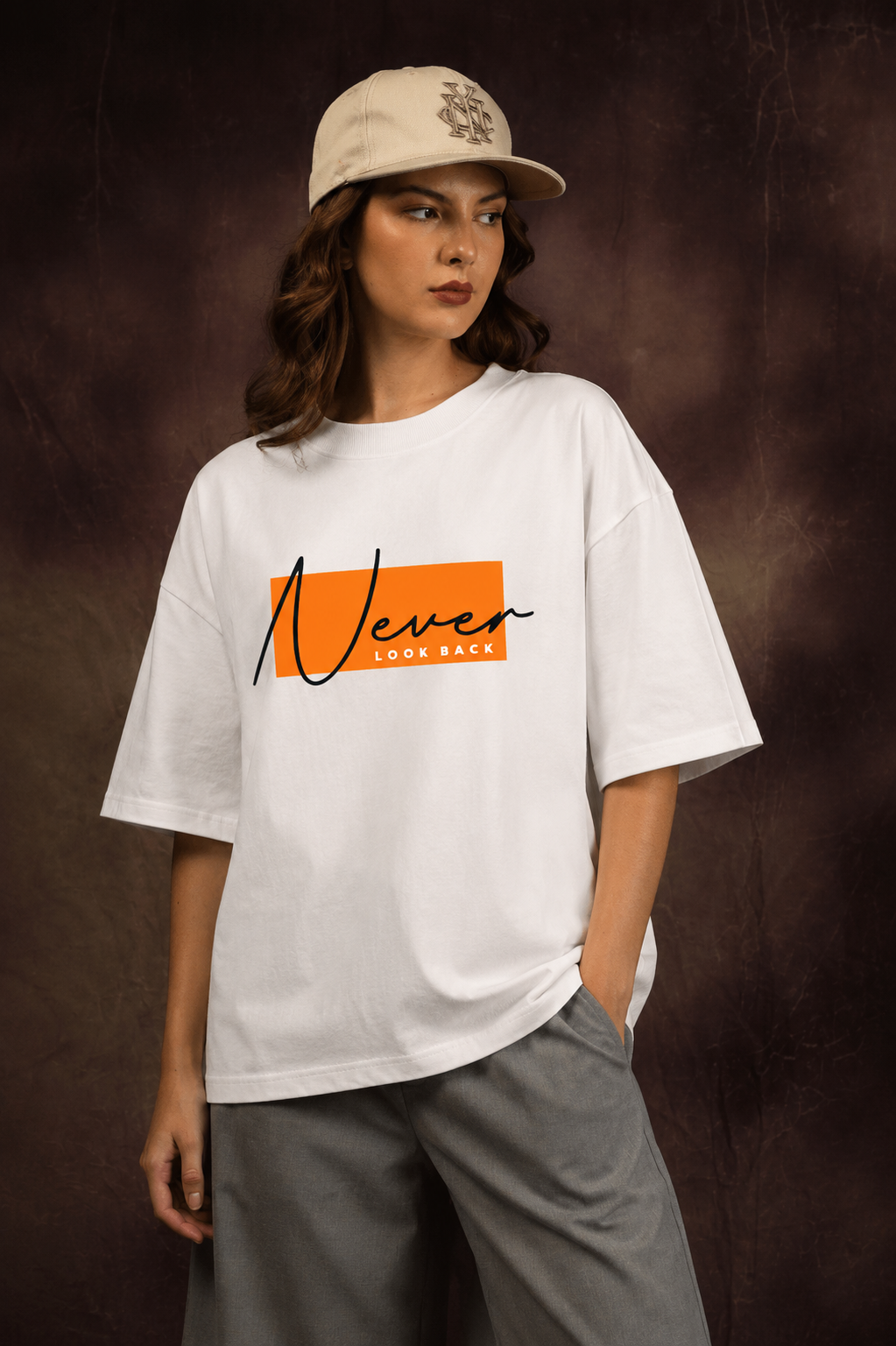 Never Look Back Oversized Printed T-Shirt – 240 GSM Premium Streetwear by Dhaaga Beats