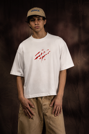 Abstract Red Brush Art Oversized Printed T-Shirt – Premium Streetwear by Dhaaga Beats