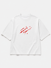 Abstract Red Brush Art Oversized Printed T-Shirt – Premium Streetwear by Dhaaga Beats