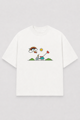 Rainbow Ride Oversized T-Shirt – Cute Scooter Graphic Tee