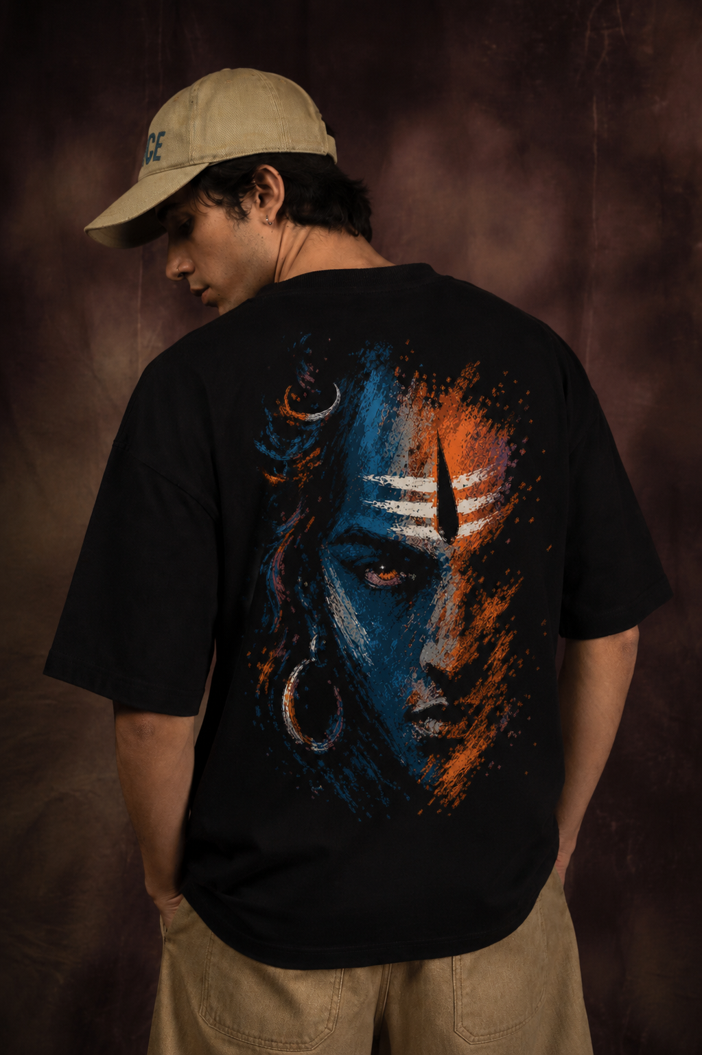 Divine Gaze of Shiva Oversized Printed T-Shirt – 240 GSM Premium Streetwear by Dhaaga Beats