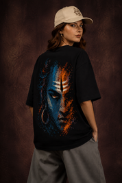 Divine Gaze of Shiva Oversized Printed T-Shirt – 240 GSM Premium Streetwear by Dhaaga Beats