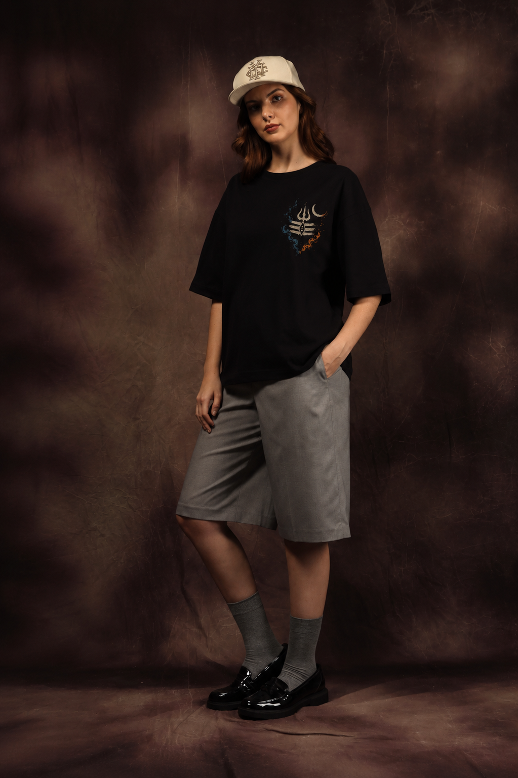 Divine Gaze of Shiva Oversized Printed T-Shirt – 240 GSM Premium Streetwear by Dhaaga Beats