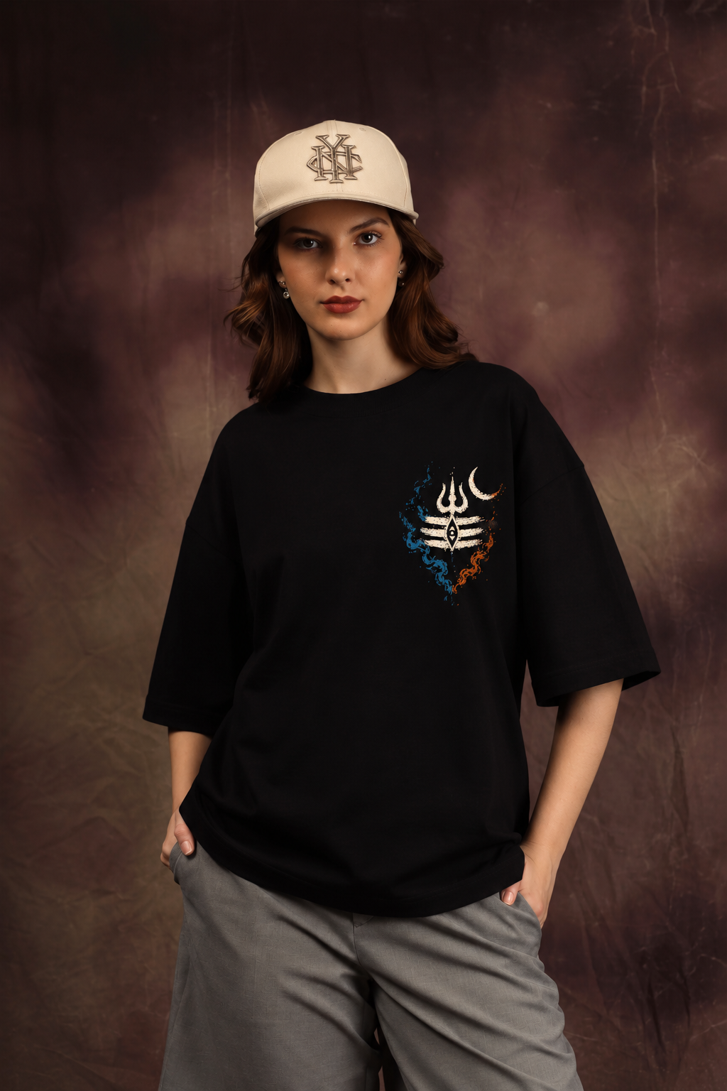 Divine Gaze of Shiva Oversized Printed T-Shirt – 240 GSM Premium Streetwear by Dhaaga Beats