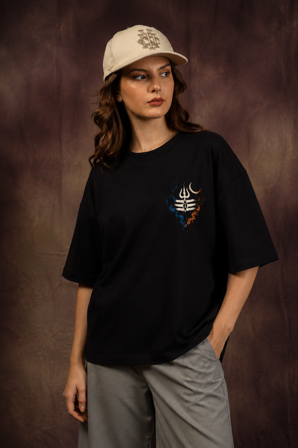Divine Gaze of Shiva Oversized Printed T-Shirt – 240 GSM Premium Streetwear by Dhaaga Beats