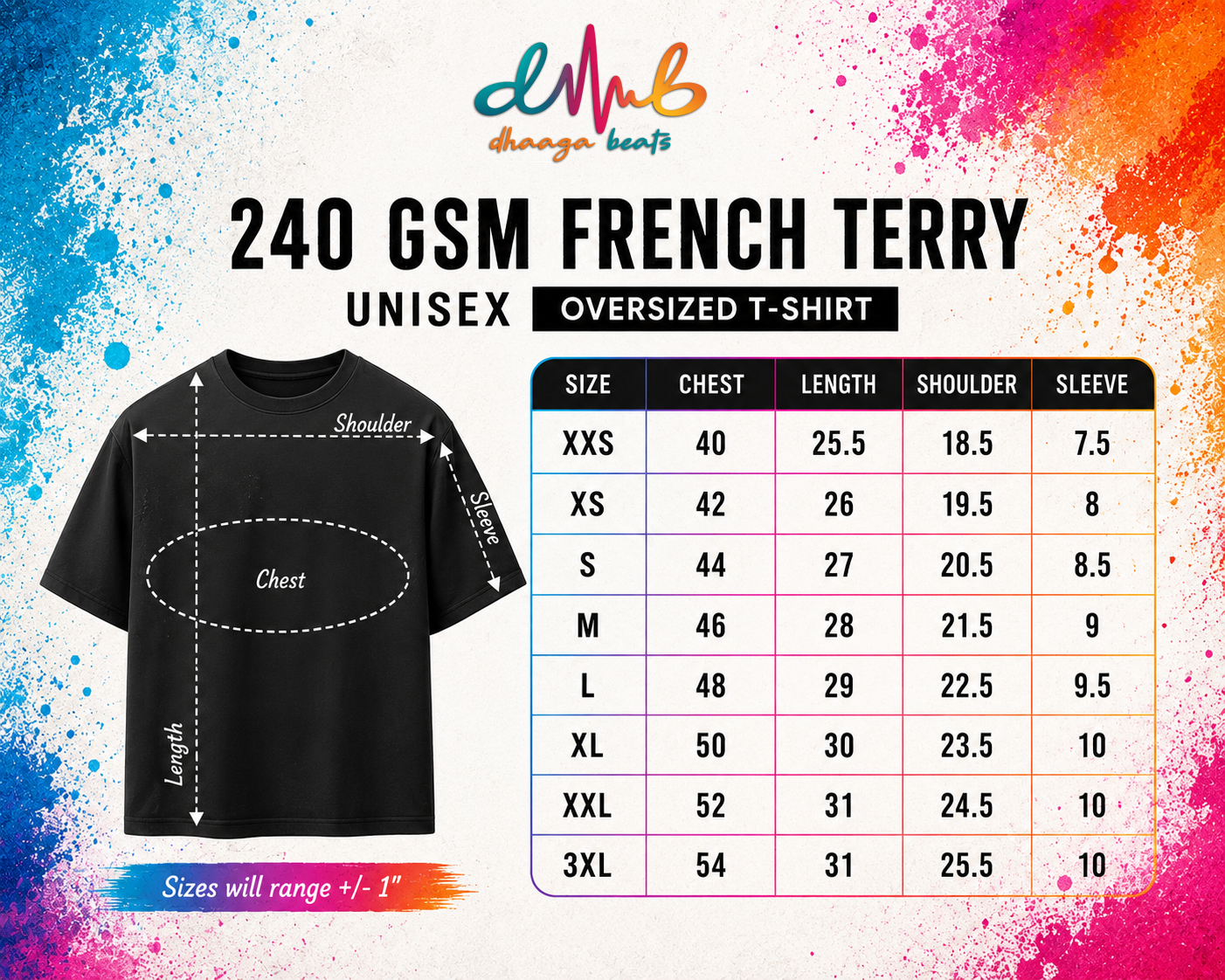 Glow On Oversized Premium Embroidered T-Shirt – Black