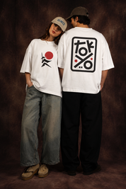 Tokyo Abstract Geometry Oversized Printed T-Shirt – 240 GSM Premium Streetwear by Dhaaga Beats