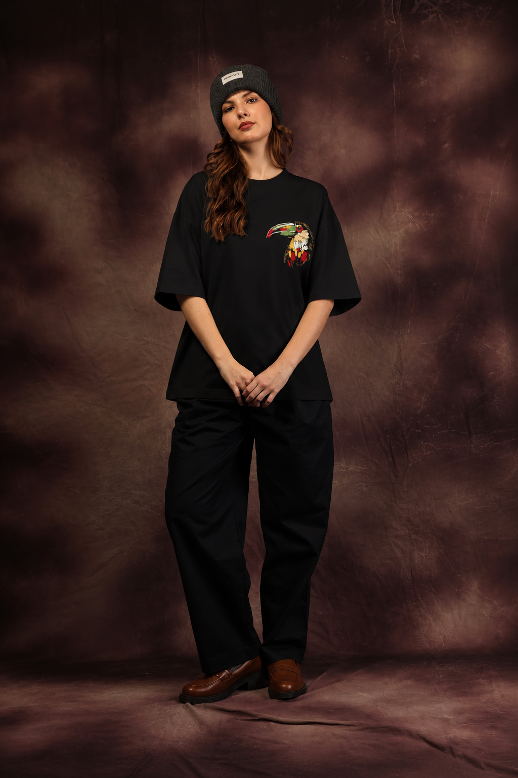 Abstract Toucan Bird Oversized Printed T-Shirt – 240 GSM Premium Streetwear by Dhaaga Beats
