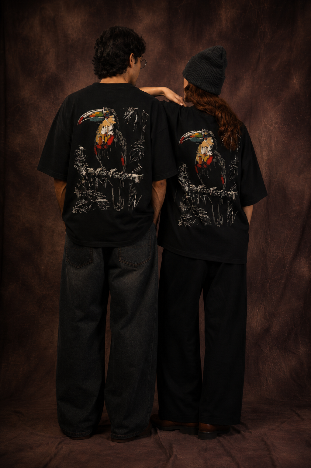 Abstract Toucan Bird Oversized Printed T-Shirt – 240 GSM Premium Streetwear by Dhaaga Beats
