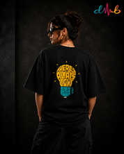 Glow On Oversized Premium Embroidered T-Shirt – Black