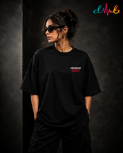 Calculated Moves Oversized Black Embroidered T-Shirt