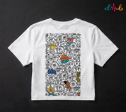 Abstract Doodle Characters Printed Oversized T-Shirt – Premium Streetwear by Dhaaga Beats