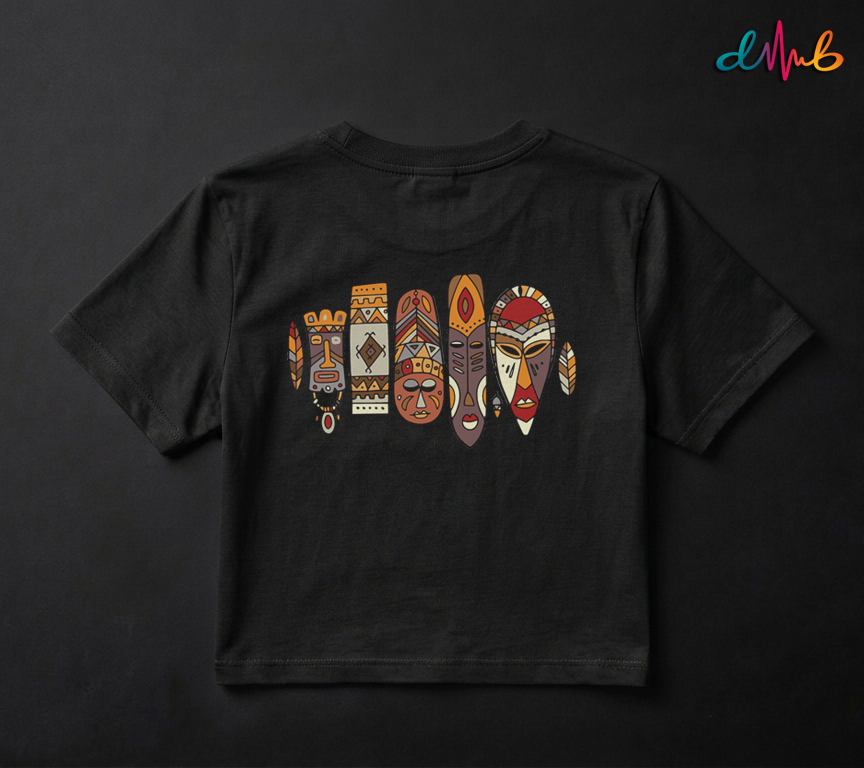 Tribal African Masks Printed Oversized T-Shirt – Premium Streetwear by Dhaaga Beats