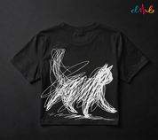 Abstract Scribble Cat Oversized Printed T-Shirt – Premium Streetwear by Dhaaga Beats