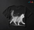 Abstract Scribble Cat Oversized Printed T-Shirt – Premium Streetwear by Dhaaga Beats