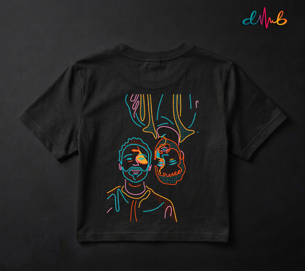 Neon Dual Faces Abstract Oversized Printed T-Shirt – 240 GSM Premium Streetwear by Dhaaga Beats