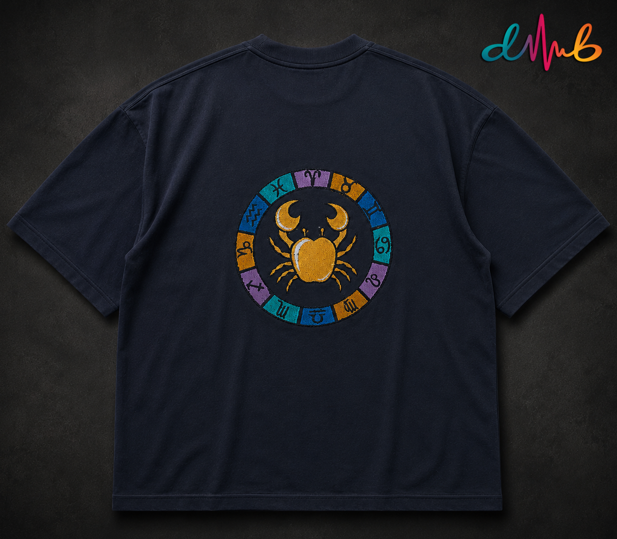 Cancer Zodiac Embroidered Oversized T-Shirt – Premium Streetwear by Dhaaga Beats