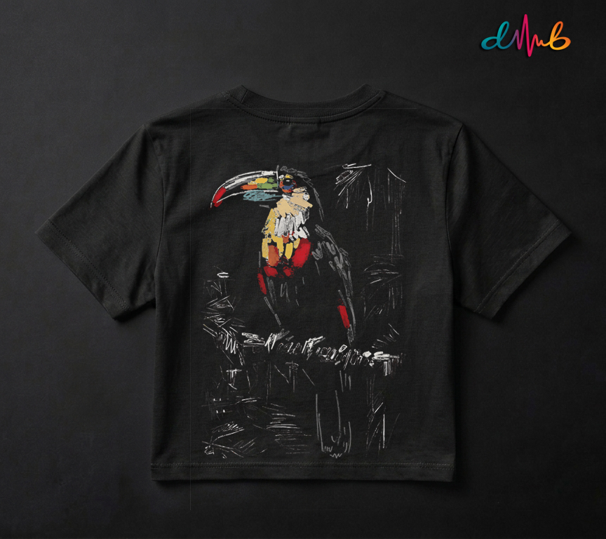 Abstract Toucan Bird Oversized Printed T-Shirt – 240 GSM Premium Streetwear by Dhaaga Beats