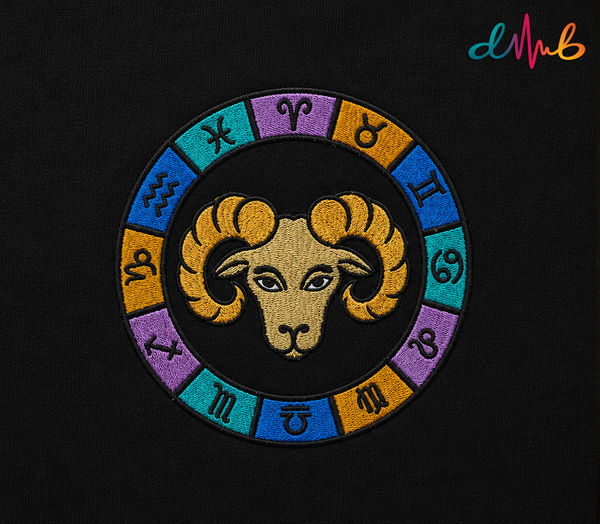Aries Zodiac Oversized Embroidered T-Shirt – Premium Black Streetwear Tee | Dhaaga Beats