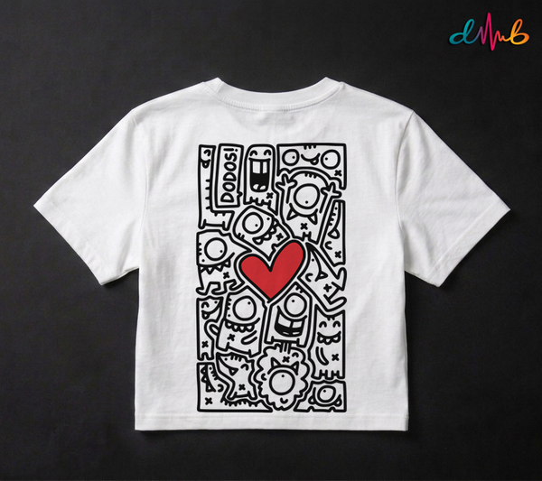 Doodle Heart Oversized Printed T-Shirt – Premium Streetwear by Dhaaga Beats