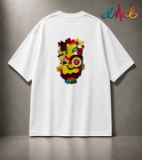Abstract Soul Oversized Embroidered T-Shirt – White | Premium Streetwear by Dhaaga Beats