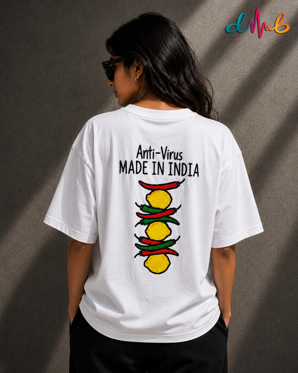 Anti-Virus Made In India Oversized Embroidered T-Shirt | Premium Double-Stitched Streetwear Tee