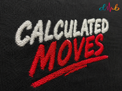 Calculated Moves Oversized Black Embroidered T-Shirt