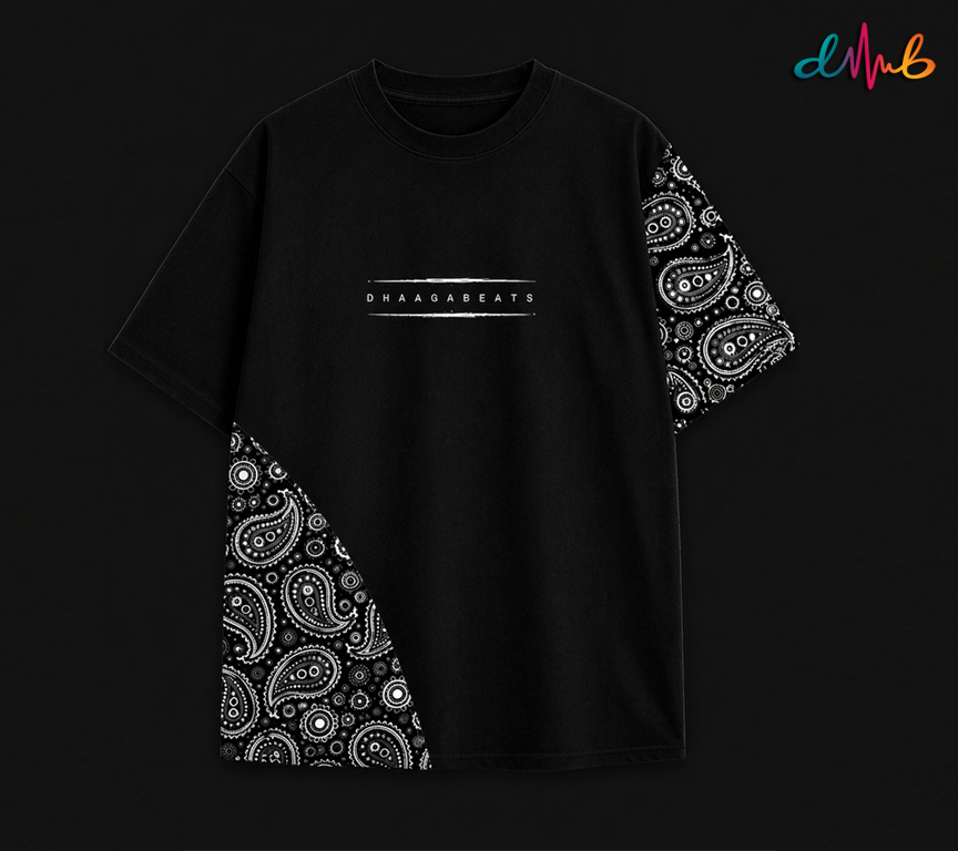 Paisley Fusion Oversized Printed T-Shirt – Premium Streetwear by Dhaaga Beats