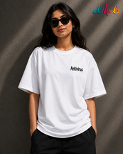Anti-Virus Made In India Oversized Embroidered T-Shirt | Premium Double-Stitched Streetwear Tee