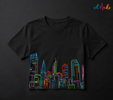 Neon City Skyline Printed Oversized T-Shirt – Premium Streetwear by Dhaaga Beats