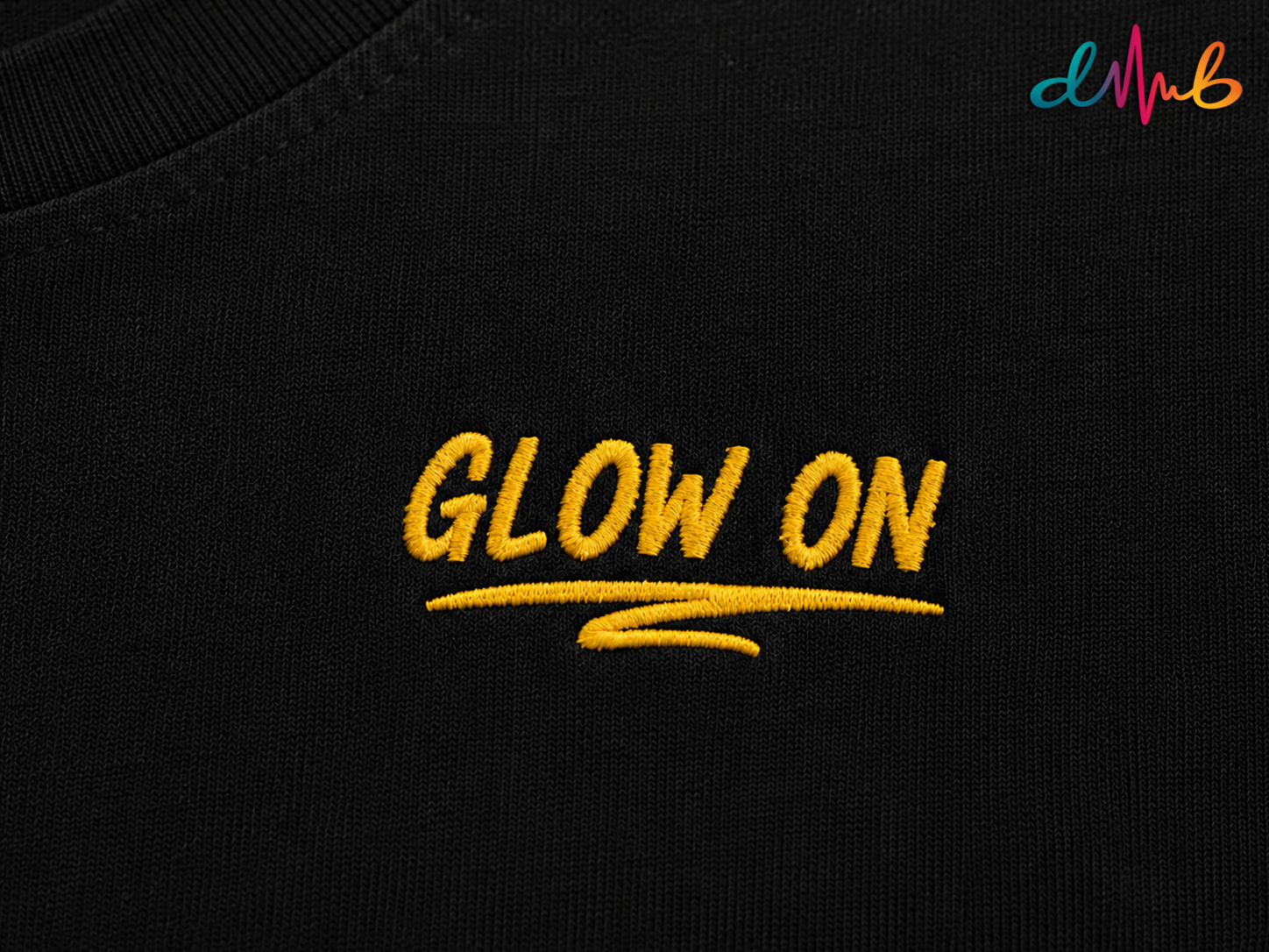 Glow On Oversized Premium Embroidered T-Shirt – Black