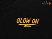 Glow On Oversized Premium Embroidered T-Shirt – Black