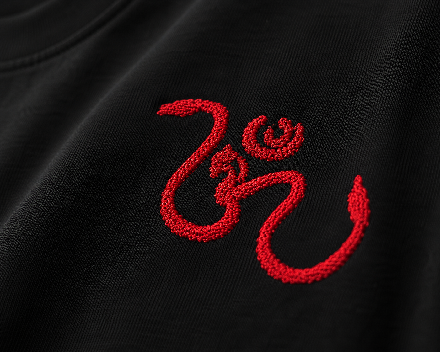 Ganesh Vakratunda Maha kaya Oversized Embroidered Black T-Shirt – Premium Spiritual Streetwear by Dhaaga Beats