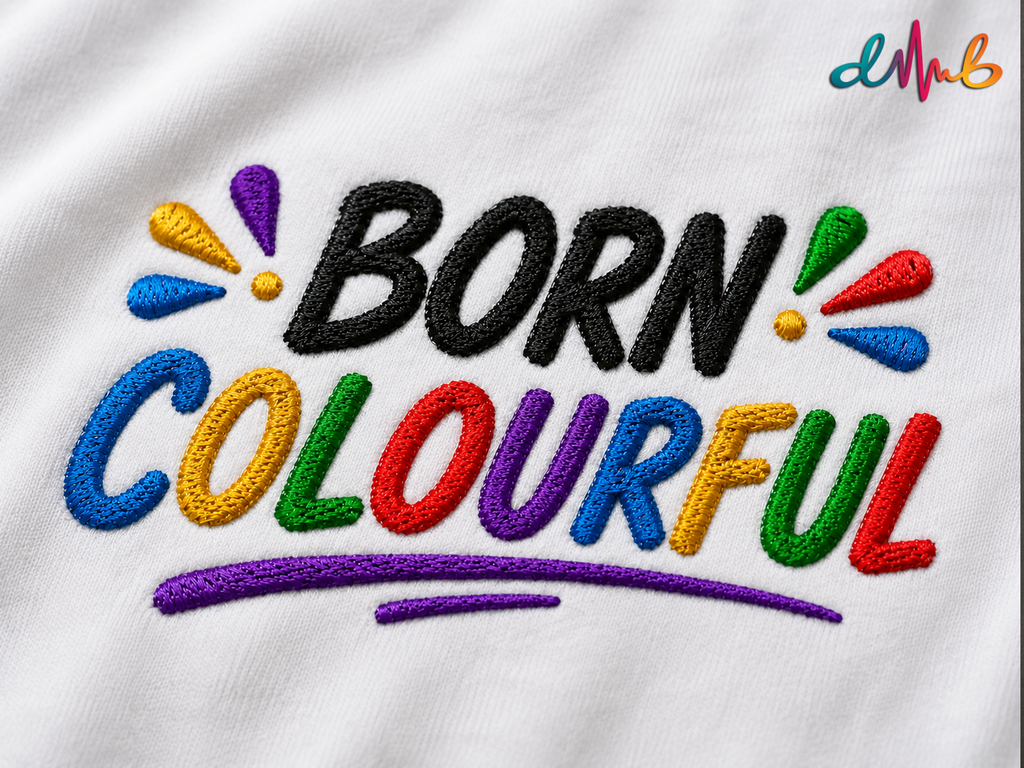 BORN COLOURFUL Oversized Embroidered T-Shirt | Premium White Streetwear | Dhaaga Beats