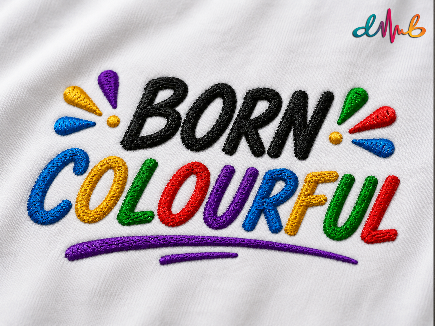 BORN COLOURFUL Oversized Embroidered T-Shirt | Premium White Streetwear | Dhaaga Beats
