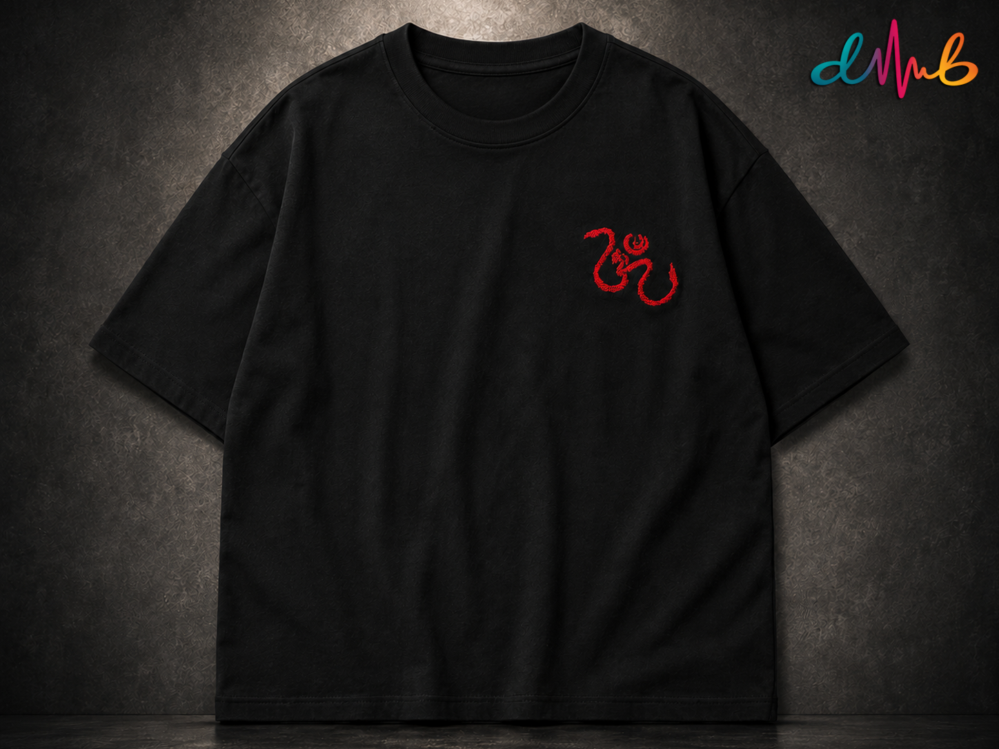 Ganesh Vakratunda Maha kaya Oversized Embroidered Black T-Shirt – Premium Spiritual Streetwear by Dhaaga Beats