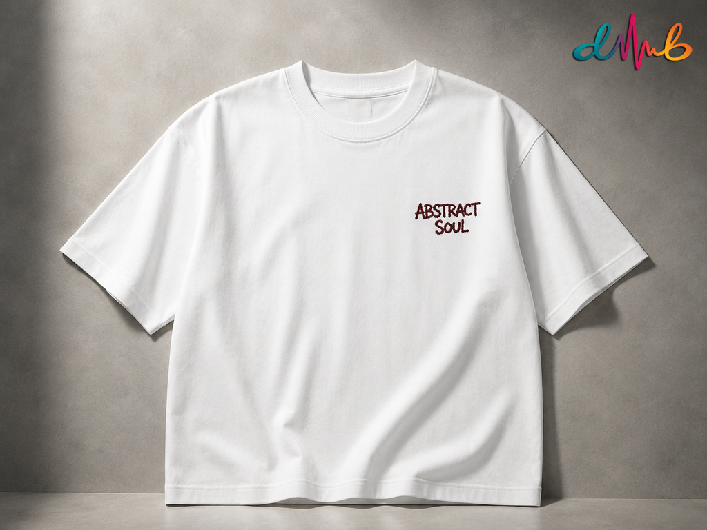 Abstract Soul Oversized Embroidered T-Shirt – White | Premium Streetwear by Dhaaga Beats