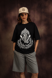 Shree Ganeshaya Namah Oversized Printed T-Shirt – 240 GSM Premium Streetwear by Dhaaga Beats